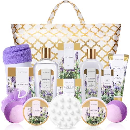 Spa Luxetique Gifts for Women Lavender Gift Baskets for Women 15p...