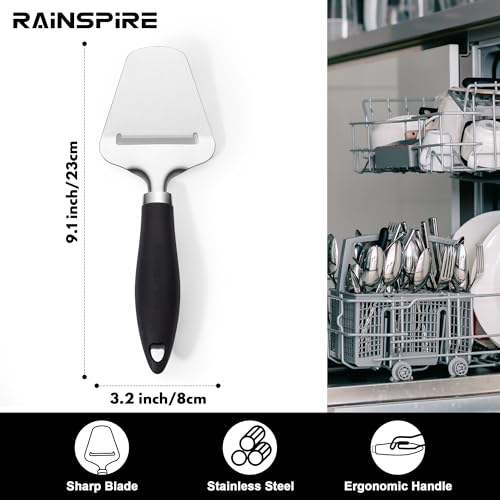Image of Rainspire Upgraded Non-Stick Cheese Slicers for Block Cheese Multi-Functional Cheese Cutter for Mozzarella, Cheddar, Gruyere Charcuterie Accessories Dishwasher Safe Kitchen Tools, Black