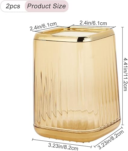 Miniatura 2 de CRASPIRE 2 soportes para brochas de maquillaje, organizador pequeño de plástico, cuadrado, para cosméticos, a rayas, soporte para bolígrafo, ala de