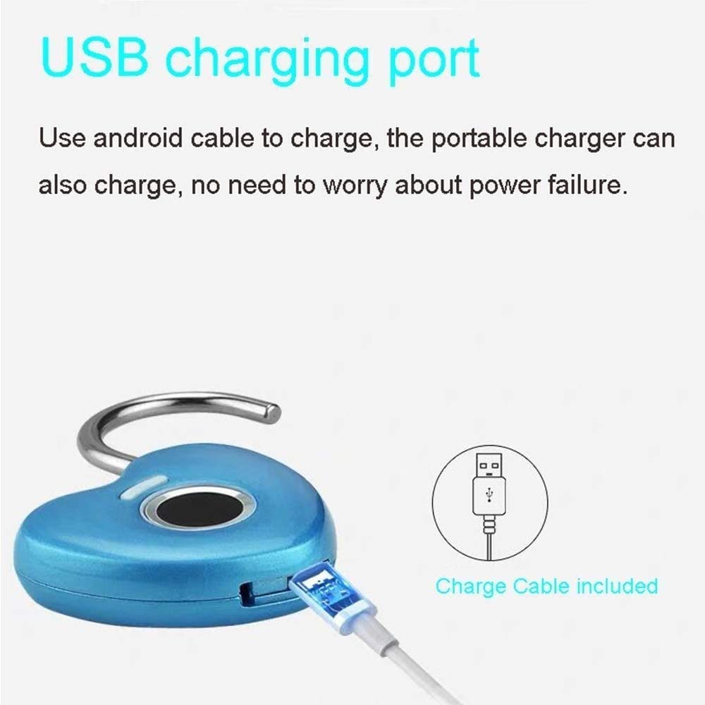 Candado sin llave con huella dactilar, Candado elegante de la huella dactilar con la carga por USB for la puerta del gimnasio del casillero multicolor(Blue gold)