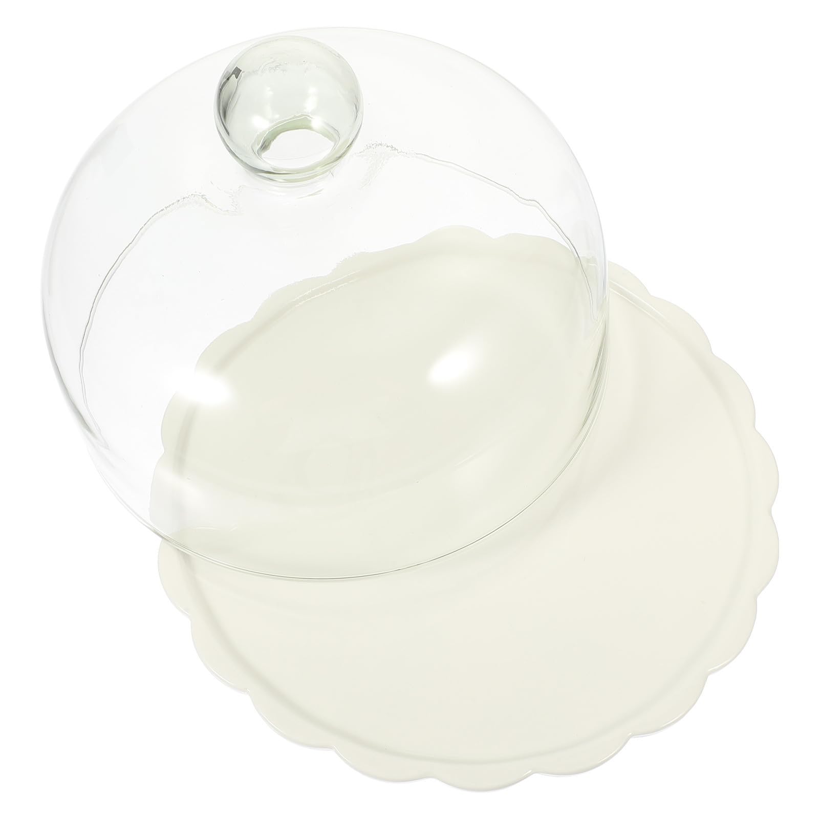 Abaodam Copertura in Vetro per Dolci e Snack con Base Ceramica, Protezione Antipolvere per Buffet e Ricevimenti, Resistente e Non Deformabile, Set 1 Pezzo