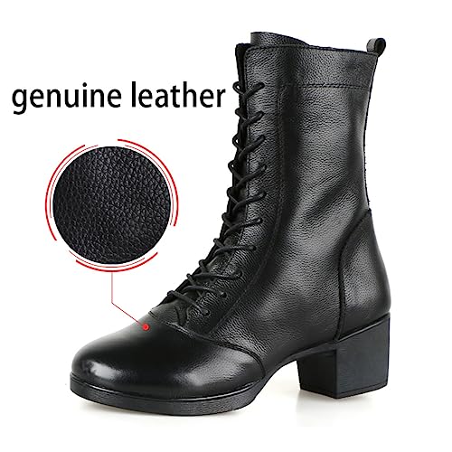 Women's Jazz Boots, Leather Square Heel Dancing Shoes for Ladies Split Sole Ballet Dancing Sneakers3
