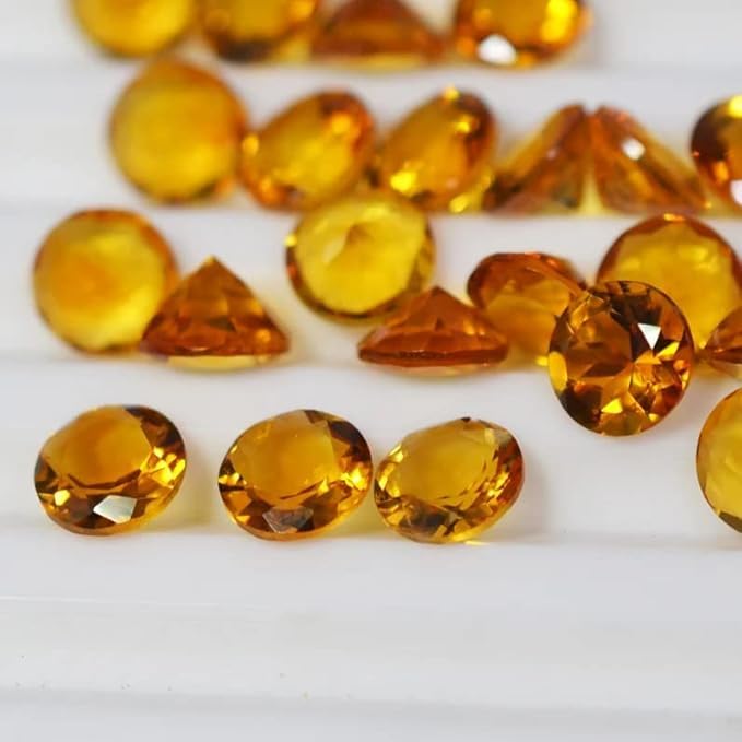 Madeira cytryn od 2 mm do 8 mm kamień szlachetny okrągły żółty cytryn fasetowany szlif naturalny cytryn Madera kamień szlachetny do produkcji biżuterii łąki 1 szt, 8mm, Kamień szlachetny, Cytryn z Madery