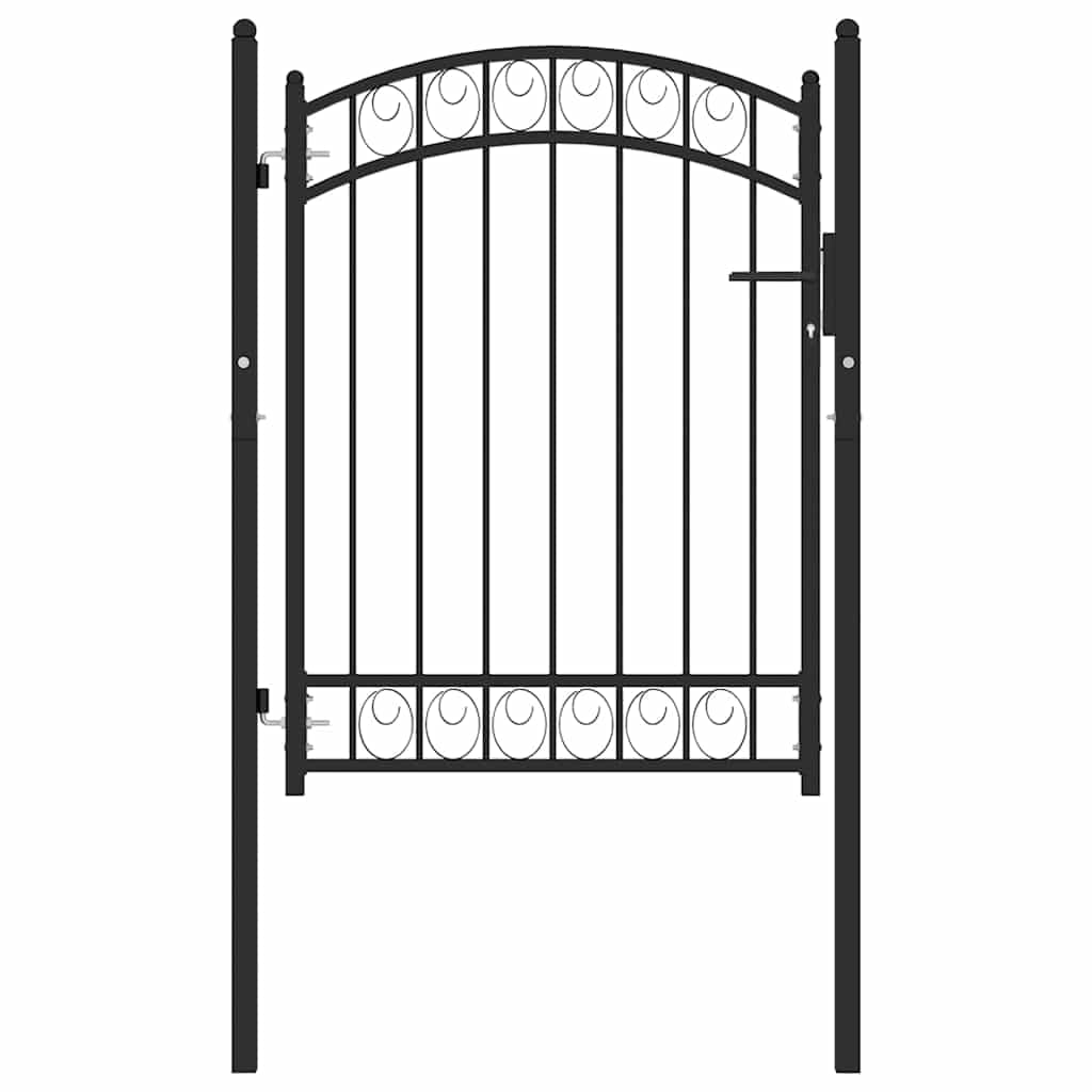 Cancello di Recinzione in Acciaio 100 x 98,5 cm Nero con Parte Superiore