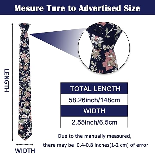Image of Mantieqingway Men's Cotton Floral Neck Tie 2.56'' Printed Skinny Tie