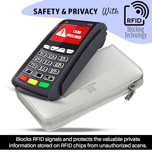 Image of Storite RFID Blocking Women's Wallet | with 36 Card Slots | PU Leather Card Holder Organizer | with Zipper Coin & Cash Pocket | Compact Travel Purse for Girls & Ladies (Grey - 20 x 2.7 x 11 Cm)