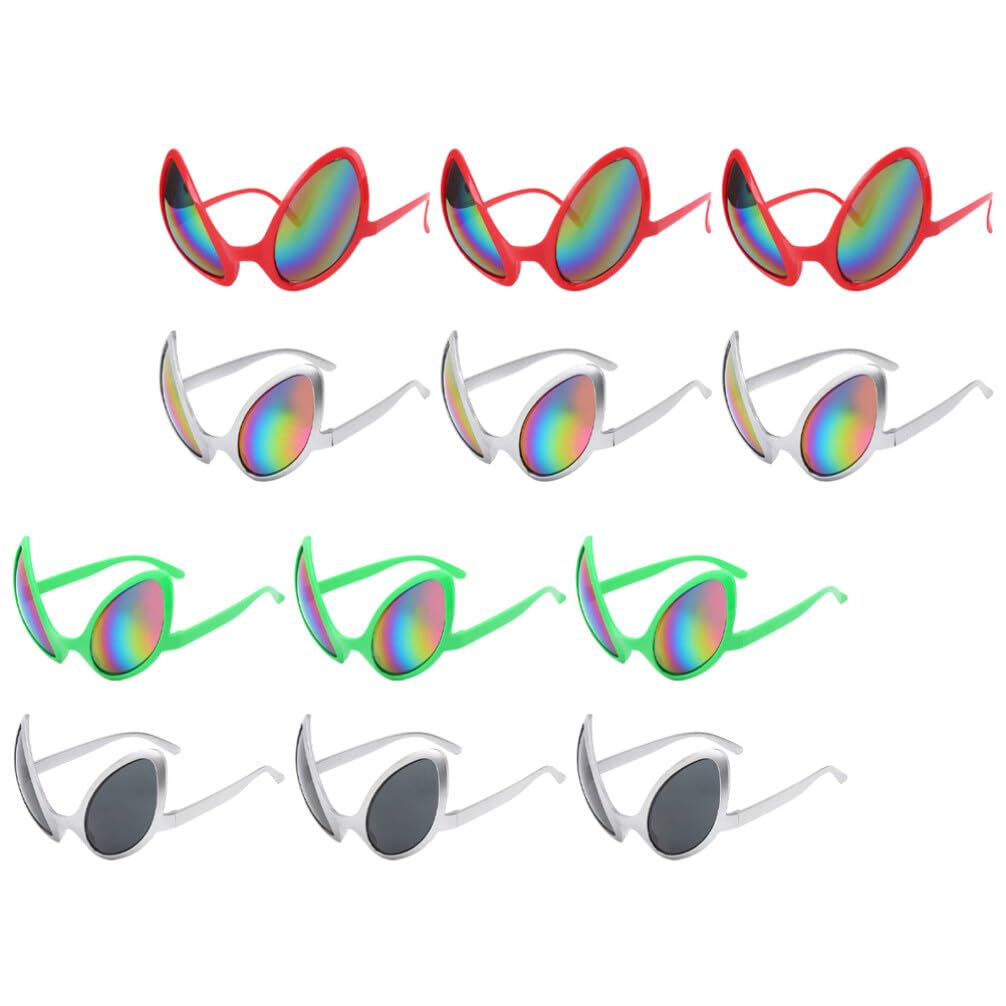 BESPORTBLE 12pcs Halloween Alien Glasses Plastic Alien Sunglasses Halloween Alien Costume Accessories Funny Costume Eyeglasses Holiday Cosplay Favors Photo Booth Props Supplies