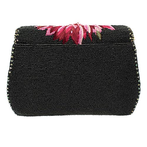 Mary Frances Pretty in Pink Beaded Floral Crossbody Clutch Handbag, Black2