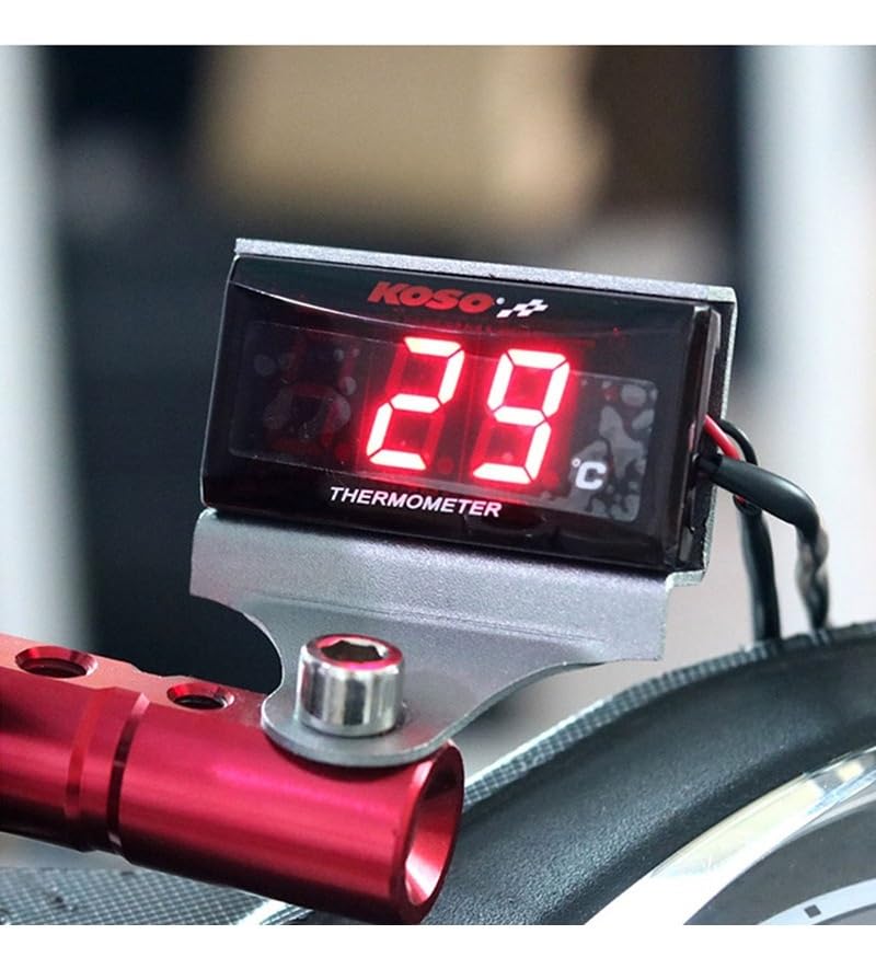 Applicable to Universal Motorcycle Water Temperature Gauge - 18mm & 22mm Compatible with Racing & Scooters - LED Display, Blue/Red/Green Light Source, DC12V, -10 to 60 Degrees Celsius(Green)