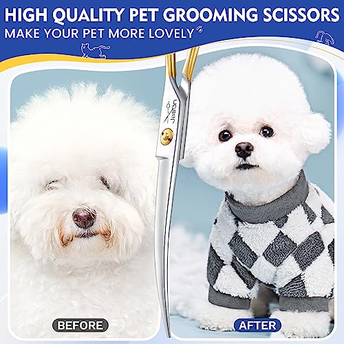 jason 75 inch curved scissors for dog grooming professional downward curved pet face trimming shears with symmetric handle sharp comfortable
