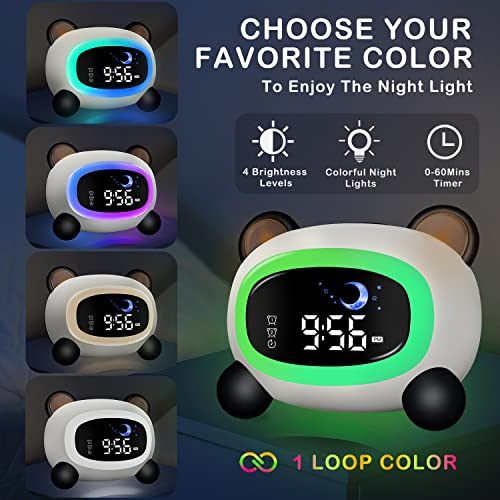 Canyheio Kids Alarm Clock Ok To Wake Clock Panda Sleep Training Clock For Kids With Night Light Sleep Sound Machine And Wake Up Light For Toddlers Boys Girls Bedrooms (Panda) #TOP2