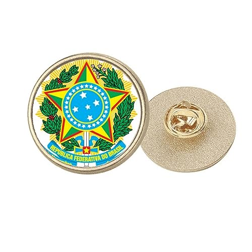 Broche Brésil badge rond doré blason pays insigne métallique taille M pour costume
