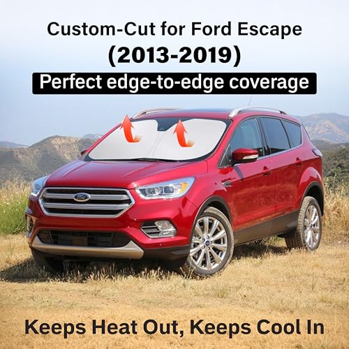 Image of EcoNour Windshield Sun Shade Compatible for Ford Escape 2013-2017 2018 2019 | SUV Front Window Sunshade | Foldable 4-Layer Sun Visor Protector | Blocks UV Rays & Keeps Interior Cooler