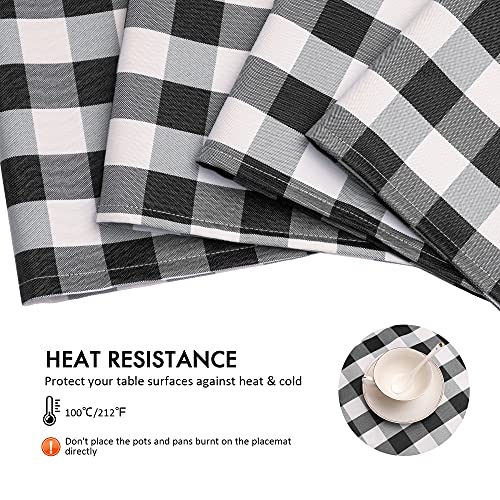 Nobildonna 18"X13" Plaid Checkered Placemats,Black & White Checker, Quality Thin And Durable Placemats For Dining Table Set Of 4 (Black & White) #TOP2