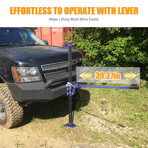 48 Inch Heavy Duty Farm Jack, 3 Ton (6000 Lbs) Capacity, 5.12-41.14 Inch High Lift Ratcheting Off Road Utility Jack, Wear Resistant & Portable for Trucks, UTVs, ATVs, Blue - Thumbnail 4
