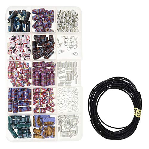 Fun-Weevz 150 Porcelain Beads - Ceramic Bead Kit for Jewelry Making Adults, DIY Bulk Assorted Craft Tube Beads for Bracelets and Necklaces (Western)