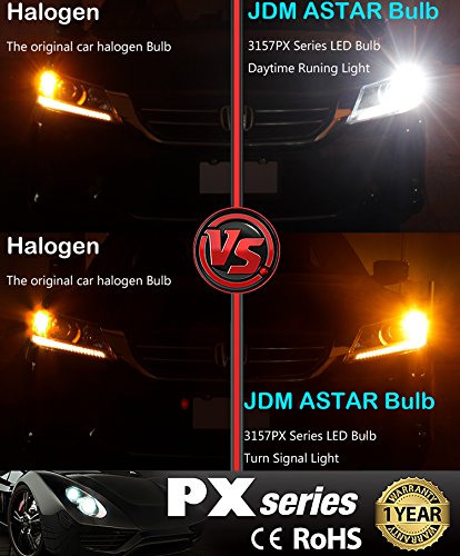 JDM ASTAR Extremely Bright PX Chipsets White/Yellow 3157 3155 3457 4157 Switchback LED Bulbs For Front Turn Signal Lights/DRL(Daytime Running Light) - Thumbnail 3