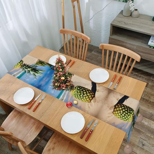 Chemin de table ananas plage imprimé pour table basse de salle à manger - 7