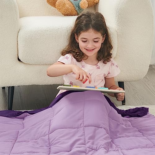 Image of yescool Weighted Blanket (5 lbs, 36 inch x 48 inch, Purple) Cooling Heavy Blanket, Perfect for 40-60 lbs, Breathable Throw Blanket Gifts with Premium Glass Bead, Machine Washable