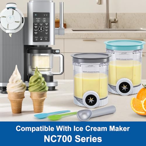 Image of Creami Pints and Lids for Ninja Swirl, 2 pack Creamy Icecream Containers Cups Jars Tubs Canisters Smoothie Pot Compatible with NC700 Series Creamer Ice Cream Cones Machine Serve Soft Maker Accessories