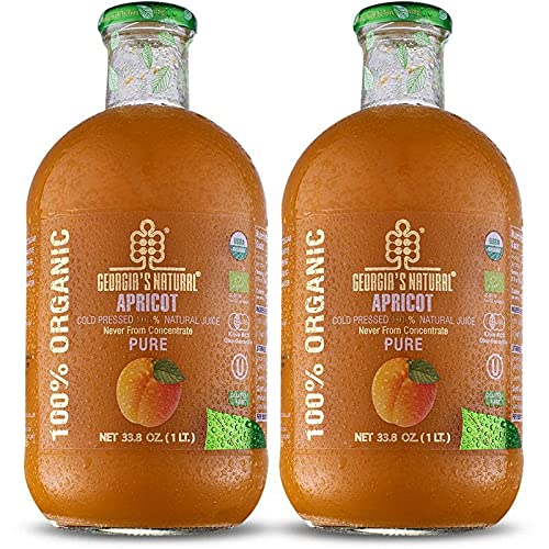 Georgia’s Natural Organic Apricot Juice – All-Natural, Cold Pressed Pure Juice Rich in Vitamins A, C