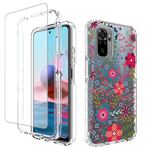 Coque Redmi Note 10 4G fleurie en TPU avec protection écran