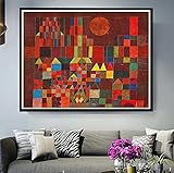 5D DIY Diamond Painting, Castle and Sun Paul Klee, Kits de pintura por números, Diamante Dibujo Bordado Imágenes Artes Artesanía Diamante de imitación 30x40cm