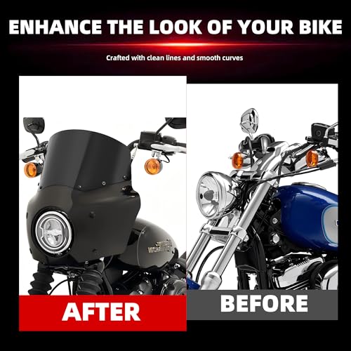 Image of FATECIM Motorcycle 5.75 inch Headlight Fairing with 11 inch Dark Smoke Windshield Windscreen & 35-41mm Mounting Hardware For Harley 86-15 Sportster 1200 Iron 883 XL883N Sportster 1100
