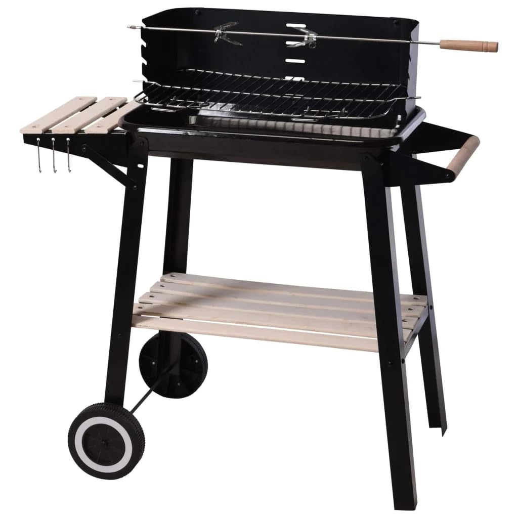 KOOPMAN Barbacoa Carbon Con Ruedas Rectagular Negra
