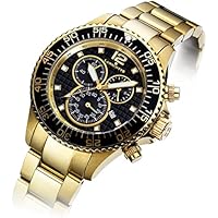 GALERIA DEL COLECCIONISTA Reloj Cronógrafo Hombre Symbol Lanscotte Acabado Oro de 1ª Ley Acero quirúrgico y antialérgico Taquímetro Cuarzo Caja 42mm Resistente Agua 10 ATM 453900694