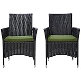 Ultranatura Rattan Set mit Glastisch, schwarz / grün - 2