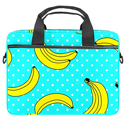 Sacoche à bandoulière pour ordinateur 13 à 14.5 pouces motif banane bleu