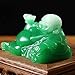JSY Jade Laughing Buddha Statue - Green Happy Buddha Feng Shui Figurines Jade Buddha Wealth and Good Luck for Home & Office Décor - Inspirational Religious Happy Gifts