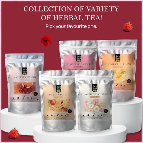 Image of Strawberry Hibiscus Herbal Tea Loose Leaf 100gm, Make Upto 50 Servings