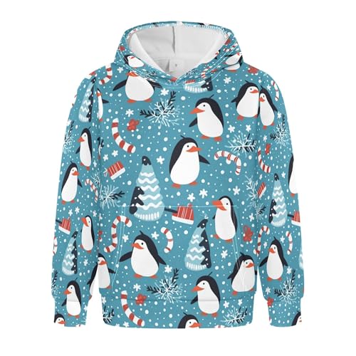 Kids Hoodies Sweaters Christmas Xmas Penguin Hooded Sweatshirts with Big Pockets for Boys Girls B0400431