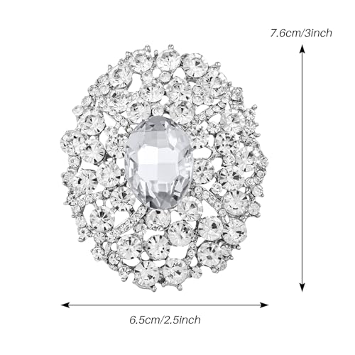 Image of SELOVO Big Large Rhinestone Oval Glitter Brooch Pin Jewelry Accessory Gold Tone
