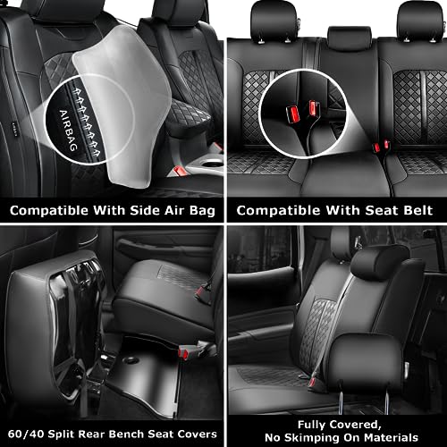 Image of Carlimeki Leather Seat Covers Custom Fit for Tacoma Gen 2nd (2005-2015) | For Double & Crew Cab only - Fits Base, PreRunner, TRD Pro - Fully Covered - Fit Like a Glove