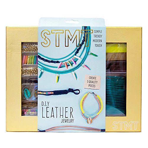 STMT DIY Leather Jewelry Kit by Horizon Group Usa, Create 5 Unique Vsco Girl Leather Jewelrypiece. Metallic Beads, Suede Cording, Spike Beads, Shells Included