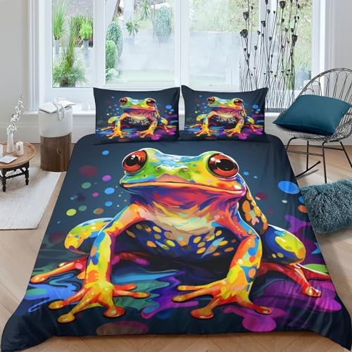 Housse de couette 3d grenouille avec fermeture éclair parure microfibre - 2