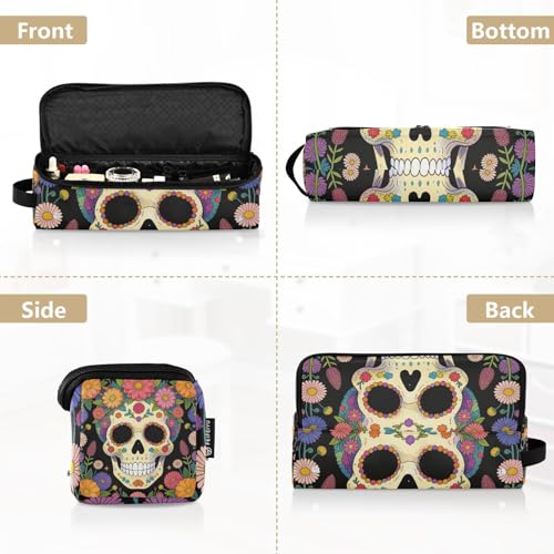 Bolsa de viaje y alfombrilla resistente al calor para herramientas de cabello, organizador para rizadores, planchas y estilizadores con diseño de calavera azucarada floral Día de los Muertos miniatura 5