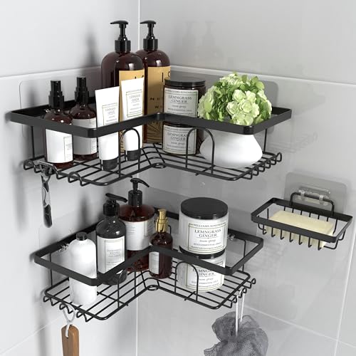 Corner Shower Caddy 3-Pack, Self Adhesive Wall Mounted Shower She...