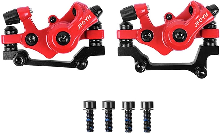 JFOYH Mechanical Disc Brake Set for MTB Road Bike Folding Bike and BMX with 160mm Rotor Mounting Adapter, Cycling Front and Rear Bicycle Bike Disc Brake Calipers-Black/Red