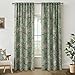 Sage Green Floral Printed Curtains,Vintage Cottage Core Light Pink Flower Leaf Botanical Cottagecore Patterned Blackout Farmhouse Curtains for Bedroom Living Dining Room 84 Inch Length 2 Panel Set