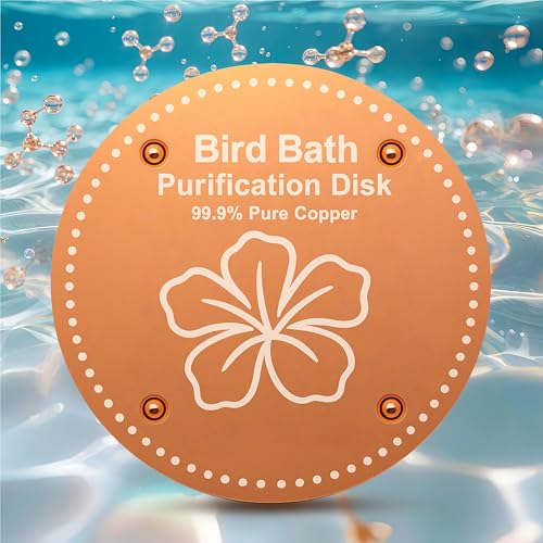 OICEME Bird Bath Purification Disk Pure Copper Outside Winter Solar Power Birdbath Wild Hummingbird Pedestal Fountain Cleaner Humming Feeder Cage Dispenser Heater Ground Safe Garden Lover Women Gift
