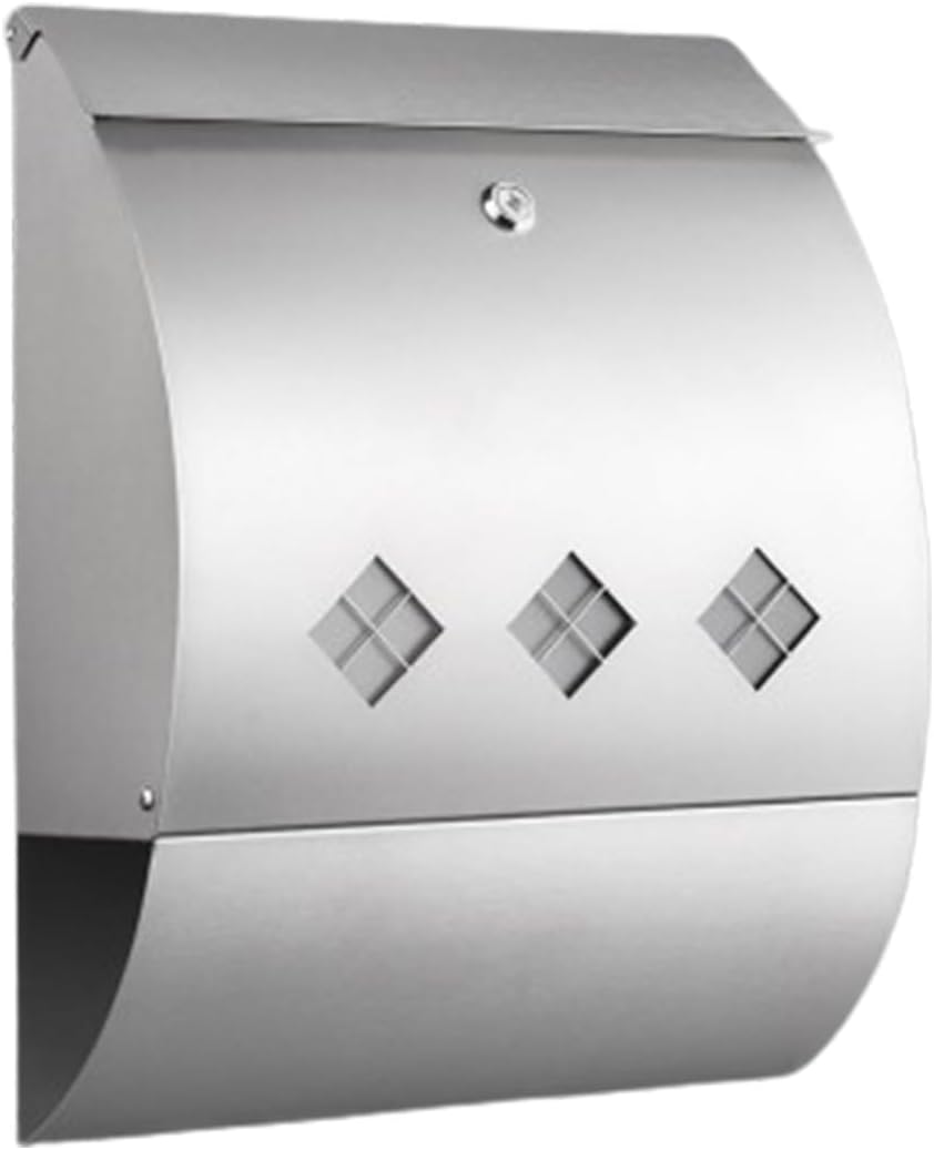 Wall Mount Mailboxes, Rainproof Galvanized Steel Mailbox Wall Mount, Locking Mail Boxes for House with Key Lock, Sliver Mailboxes for Outside
