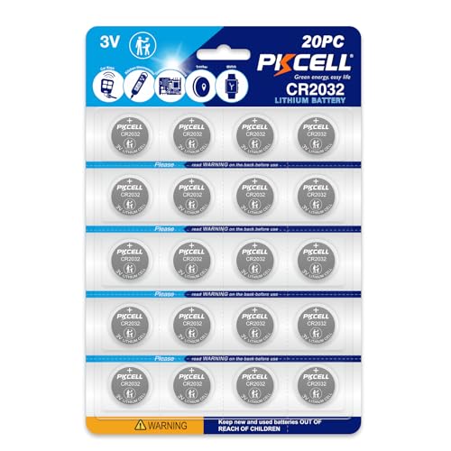 PKCELL CR2032 Batteries 20-Pack 2032 Battery CR2032 Lithium 3V Coin Battery