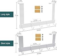 Vista 2 de 1 paquete de ganchos para puerta, negro/blanco, corto/largo, resistente para colgar sobre la puerta (1 pieza larga blanca)