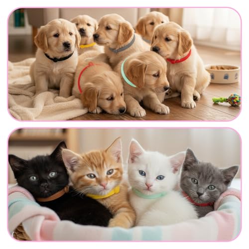 60 Stück Welpenhalsband, 12 Farben Welpen ID Halsbänder Einstellbar Kitten Halsbänder Welpenhalsbänder für Züchter Identification Bandschnur für Neugeborene Welpen Kätzchen Haustiere, 11 cm