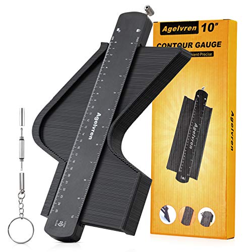 Contour Gauge Profile Tool With Lock 10 Inch,Profile Gauge,Outline Gauge,Precisely Copy Irregular Shape Duplicator,Woodworking Tools,For Men,Diy,Construction,Measuring For Corners Contoured(Black)