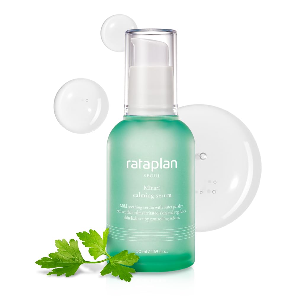 Rataplan Water Parsley Calming Serum - Korean Skincare with Hyaluronic Acid, Aloe, Centella Asiatica, Tea Tree, Heartleaf, Reduce Skin Heat,